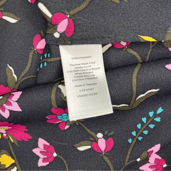 Talbots Womens Short Sleeve Blouse Top Shirt Split V-Neck Floral Multicolor L - Picture 4 of 6